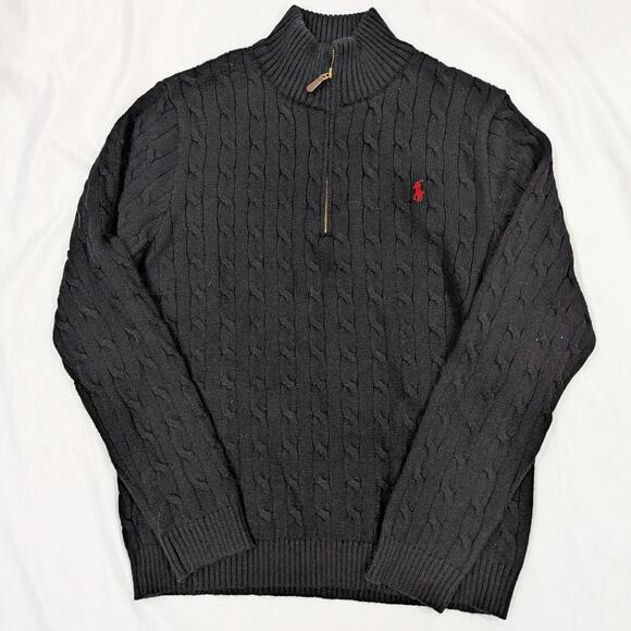 Ralph Lauren Other - Polo Ralph Lauren Men's Wool/Cashmere Cable Knit 1/4 Zip Sweater - Black - NWT